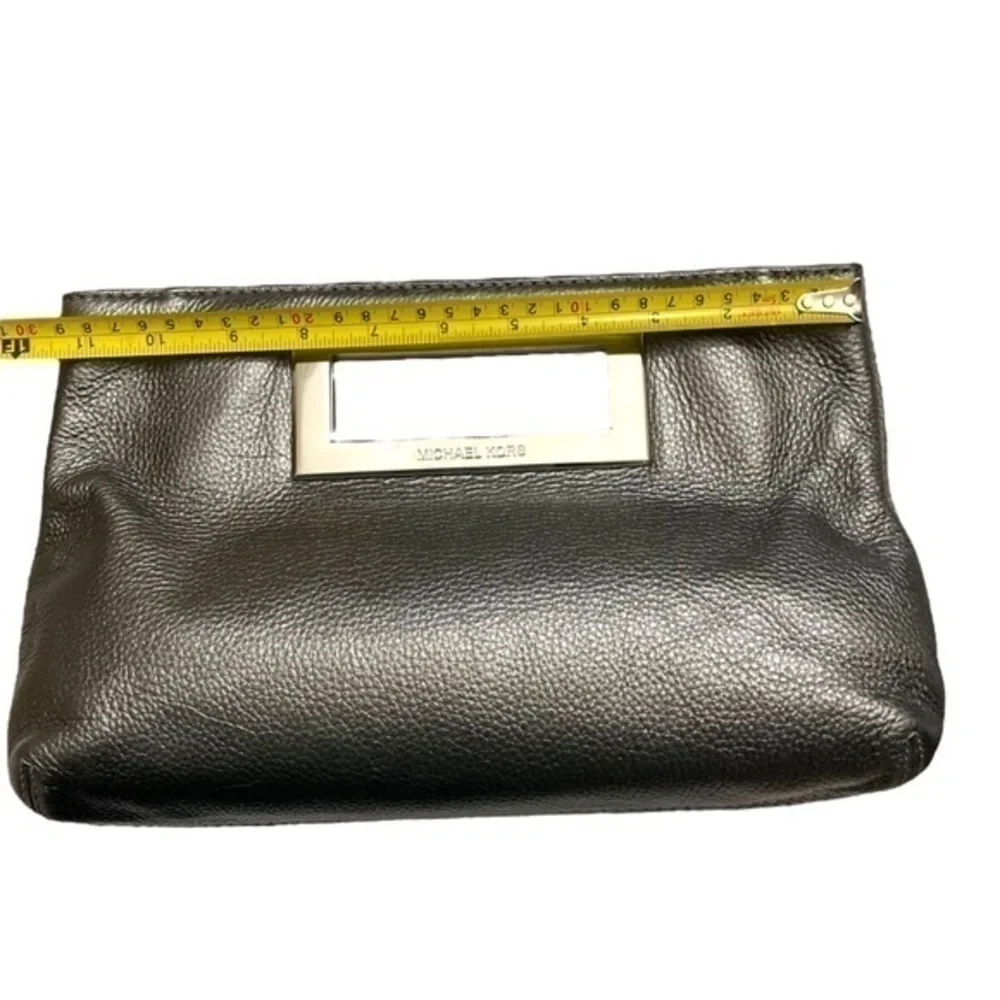Michael kors silver leather evening party clutch bag